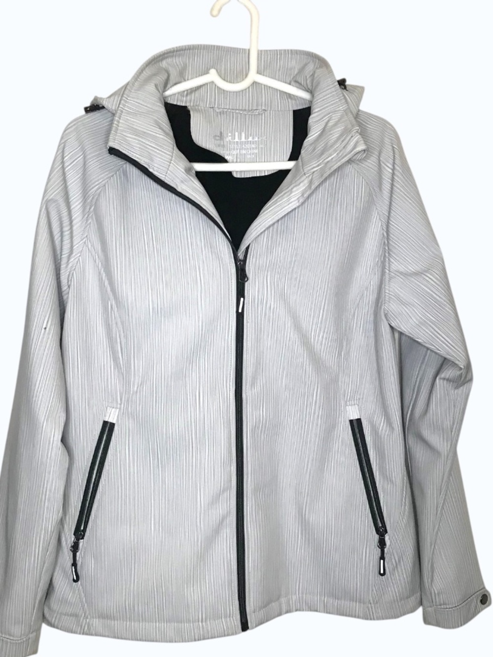 Chillax Hooded Jacket Women’s Lightweight Zip Up Gray Textured Activewear Size M